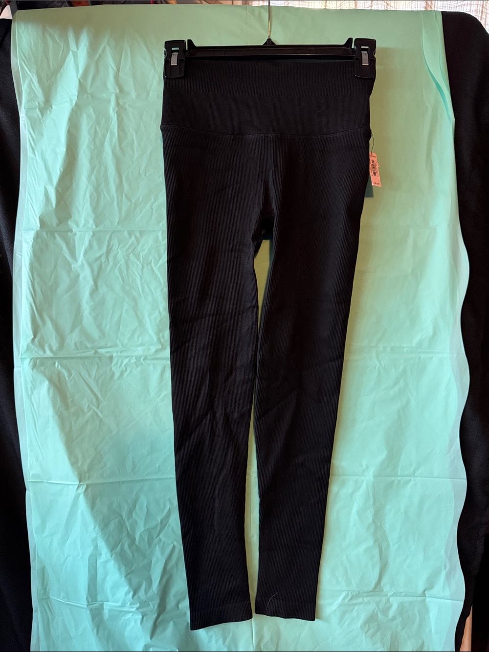 Black Ribbed High-Waist Leggings